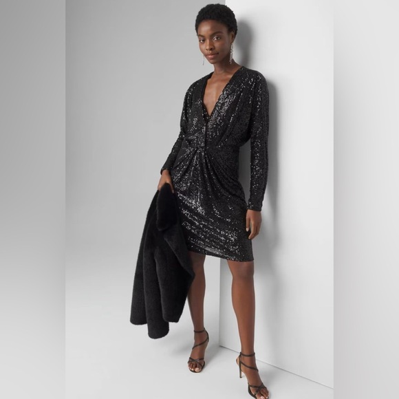 New White House Black Market Elegant Black Sequin Dress - Picture 6 of 7